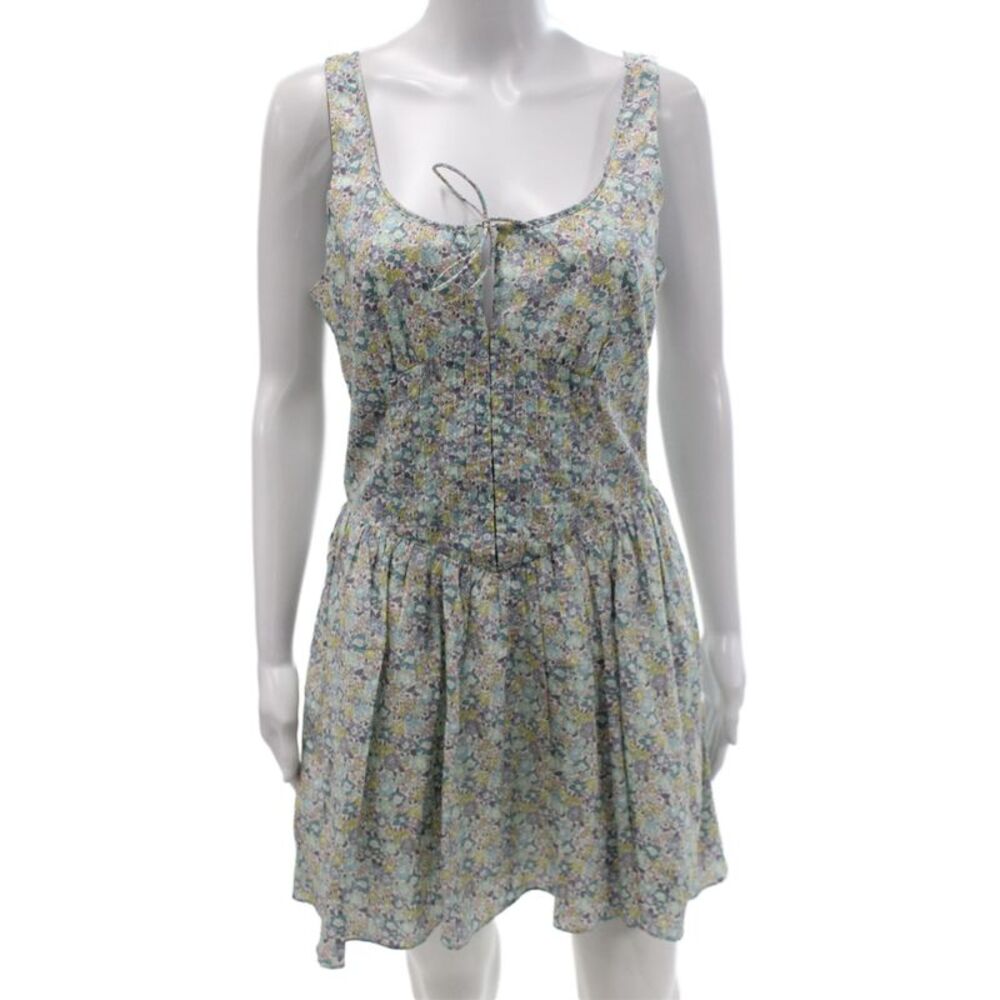Love Shack Fancy Women Fit & Flare Floral Cotton Scoop Neck Dress Size 6